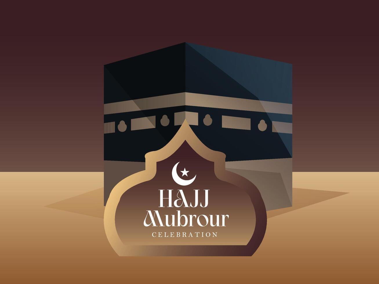 hajj mabrour arabe calligraphie islamique salutation avec kaaba , Traduction mai Allah J'accepte votre hajj et subvention vous le pardon vecteur