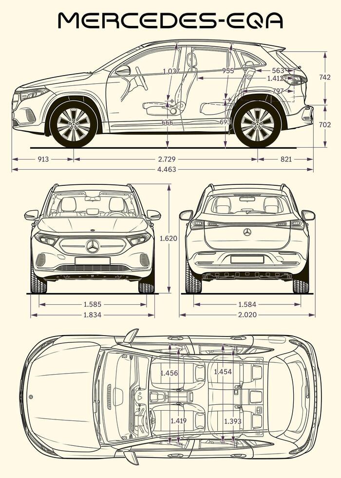 mercedes-benz eqa voiture plan vecteur