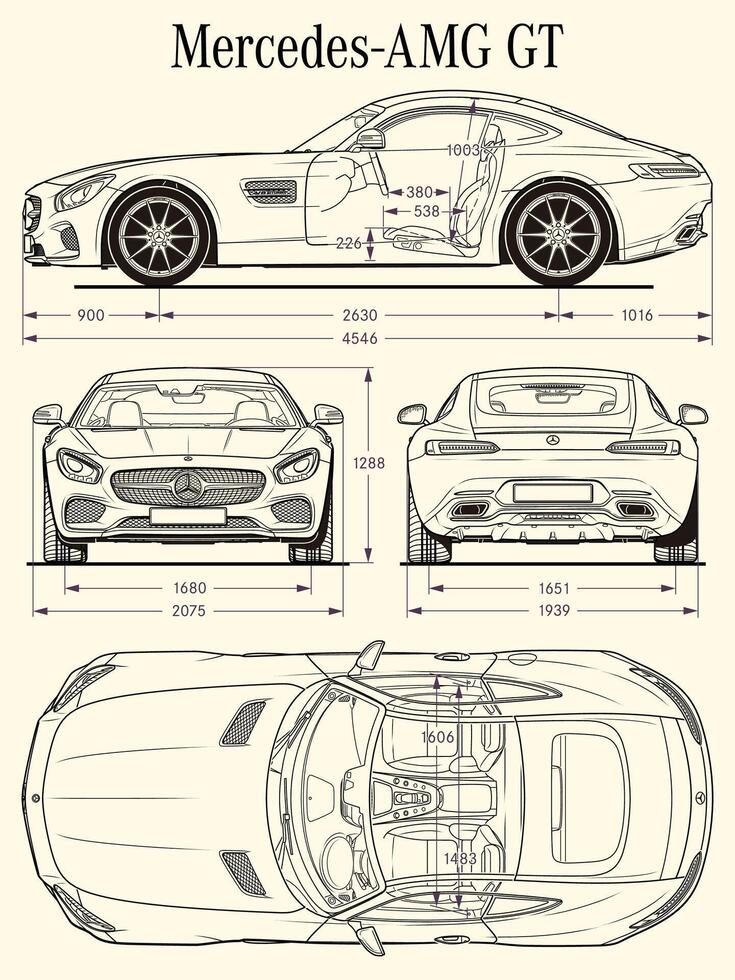 mercedes amg gt 2015 voiture plan vecteur