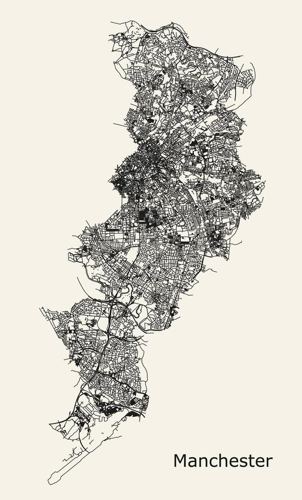 ville carte de Manchester Royaume-Uni vecteur