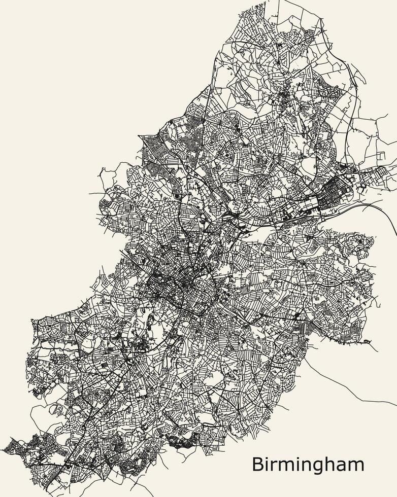 vecteur ville route carte de Birmingham, uni Royaume