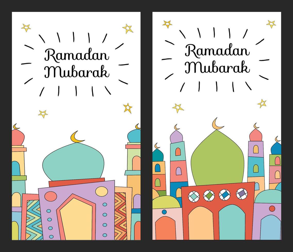 coloré Ramadan mubarak main dessiner griffonnage art vecteur