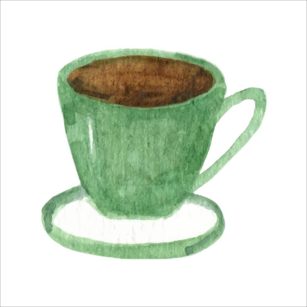 aquarelle clipart vert café Coupe. Accueil décor et confortable intérieur vecteur