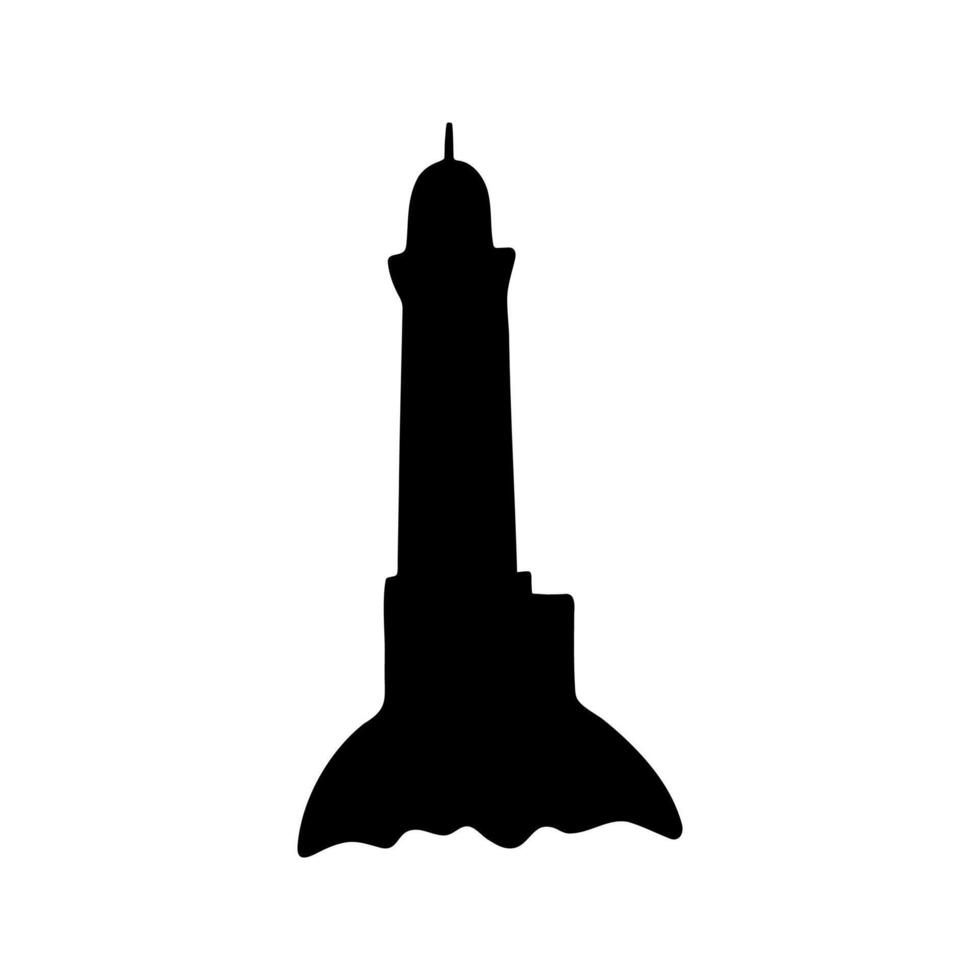 vecteur Célibataire phare silhouette. main tiré griffonnage des illustrations