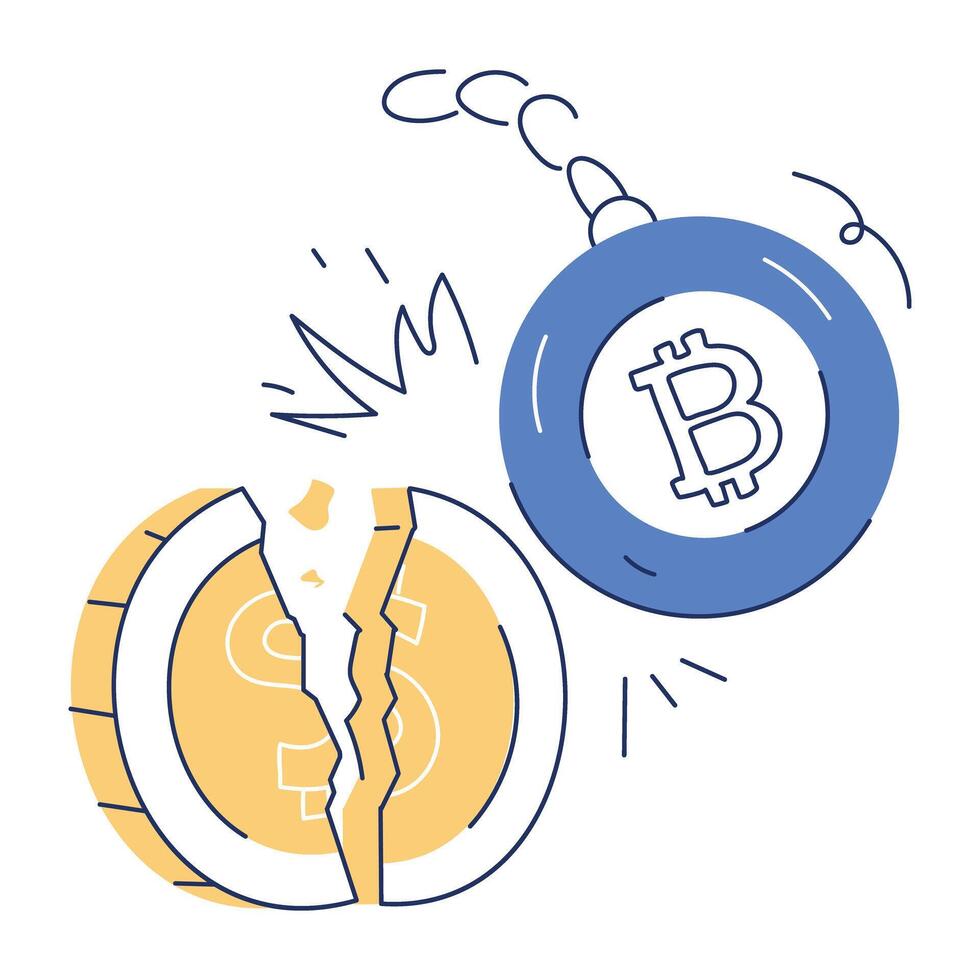 crypto-monnaie griffonnage mini illustration vecteur