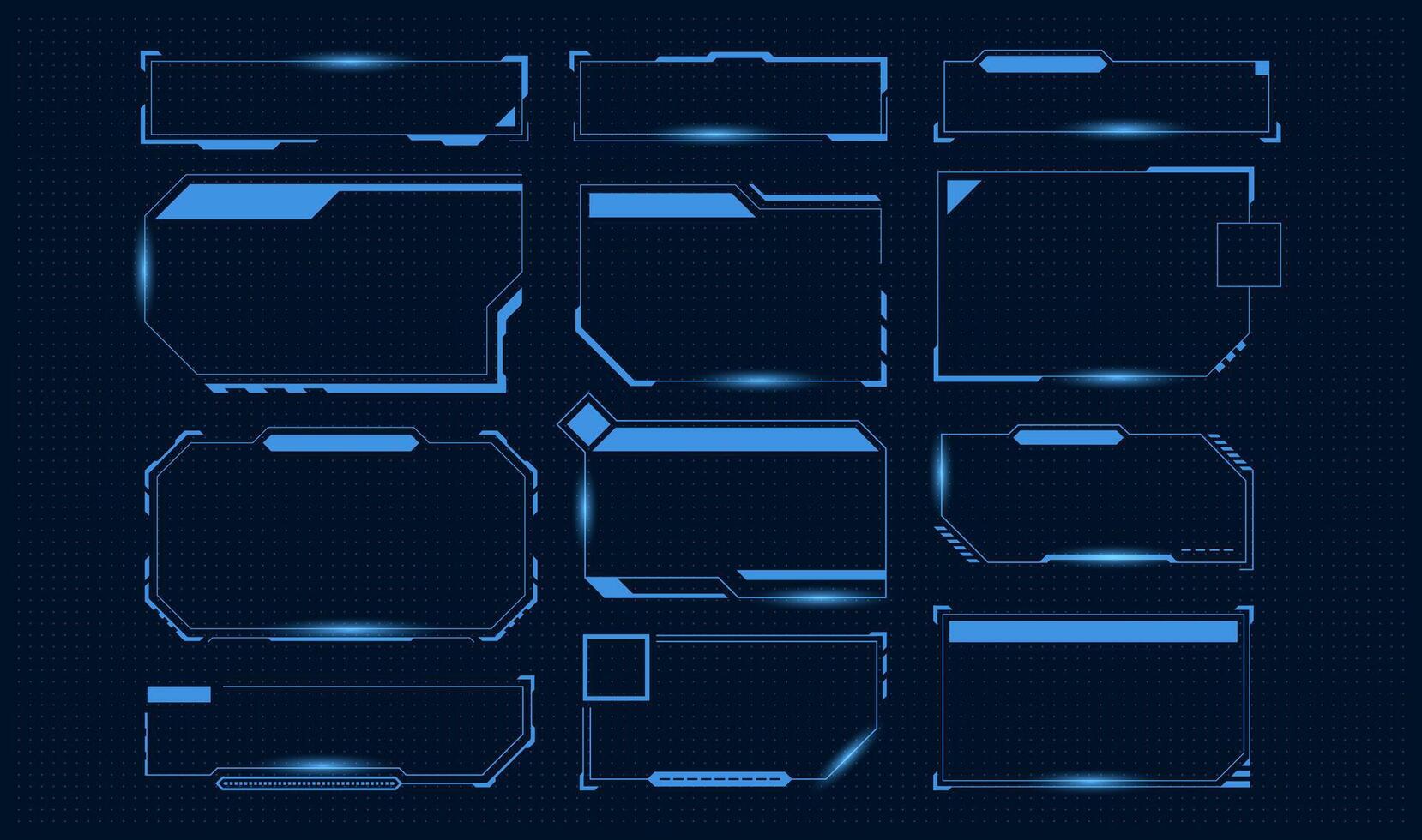 hud cadres néon, futur interface de collection vecteur