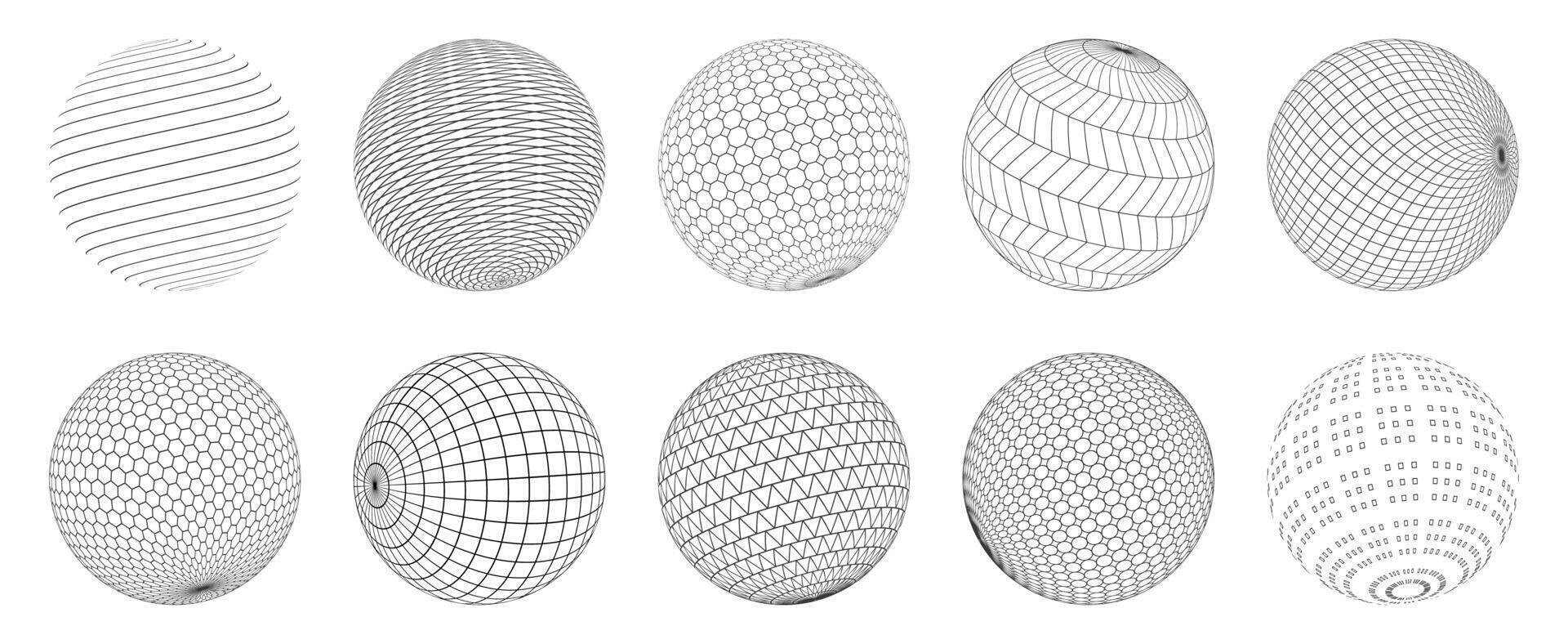 polygonal sphères. abstrait 3d modèle de bactérie cellule et virus, de base ui graphique faiblement polygonal sphère éléments. vecteur la biologie et la physique concept