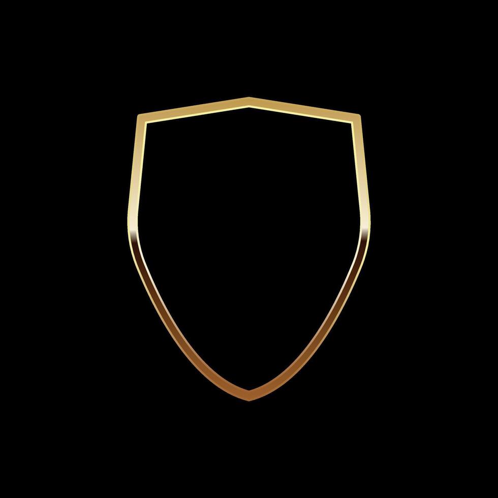 or bouclier vecteur illustration. réaliste isolé d'or arsenal trophée avec métal manteau, 3d luxe sécurité protection emblème, ancien Vide brillant Royal décerner.