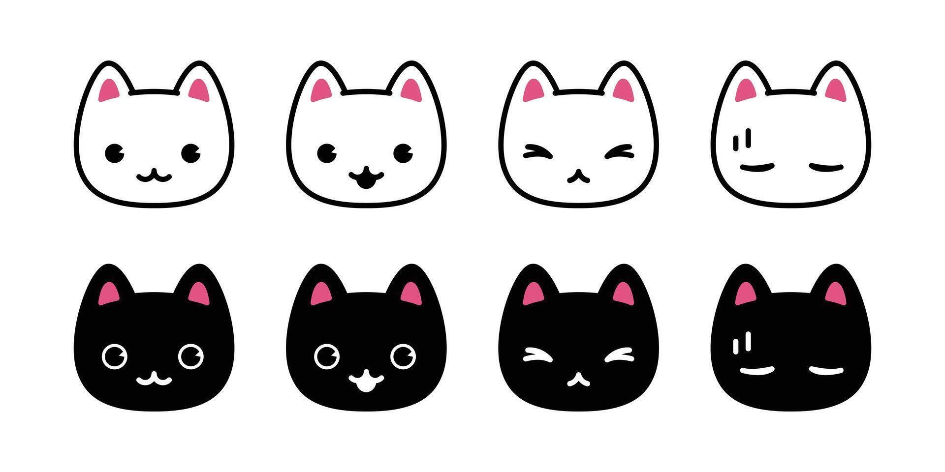 chat vecteur chaton icône calicot tête visage logo symbole dessin animé personnage illustration griffonnage conception