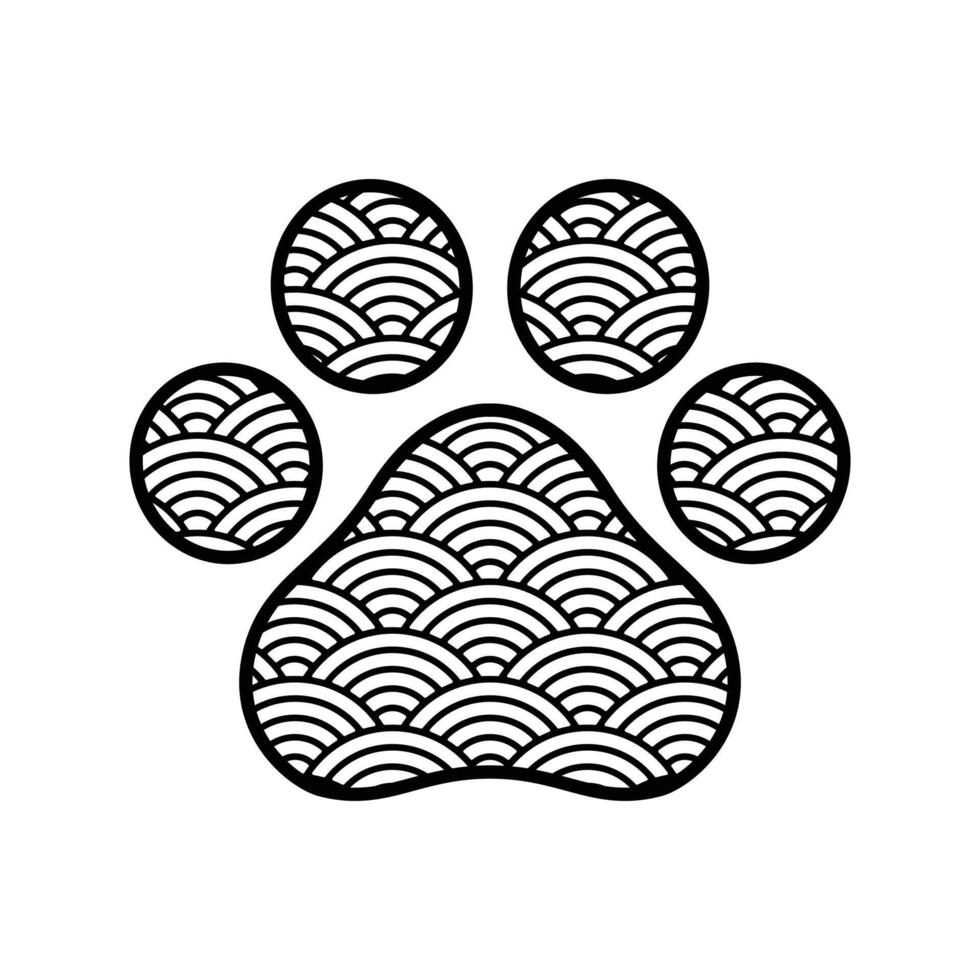 chien patte empreinte icône logo vecteur Japon vague modèle français bouledogue dessin animé symbole personnage illustration conception