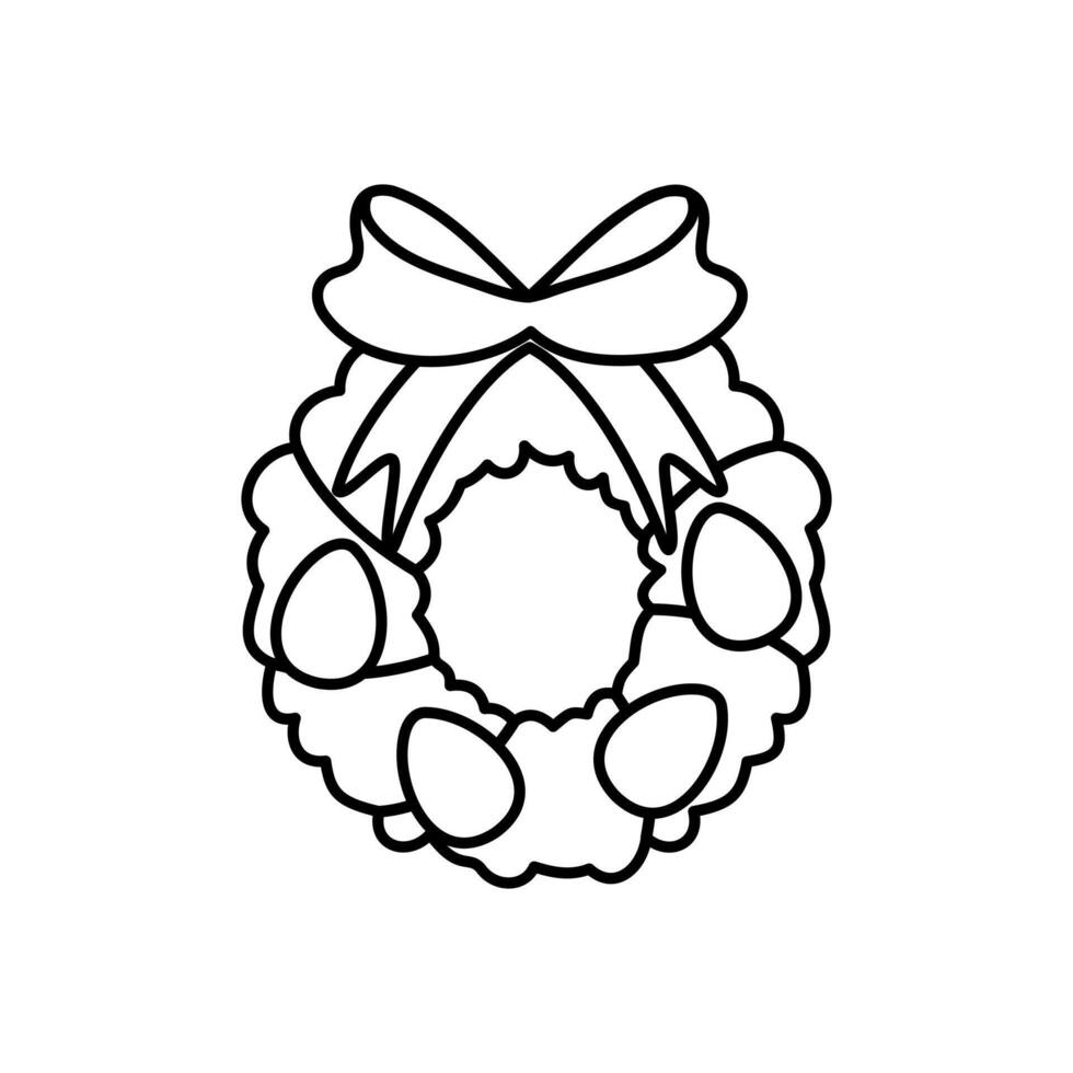 Pâques couronne avec rubans, des œufs et une arc. vecteur