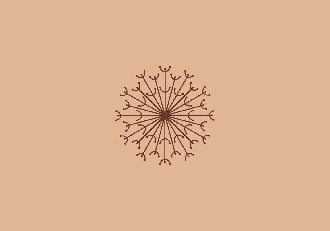 logo mandala pissenlit fleur. esthétique et féminin, Facile ligne et luxe moderne. modifiable couleur. vecteur