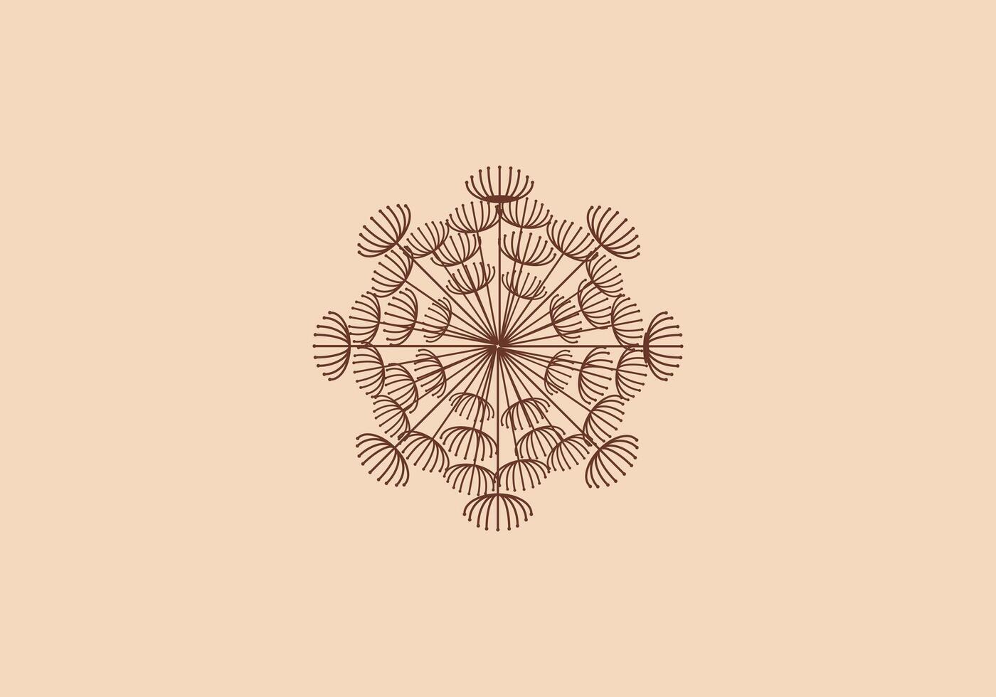 logo mandala pissenlit fleur. esthétique et féminin, Facile ligne et luxe moderne. modifiable couleur. vecteur