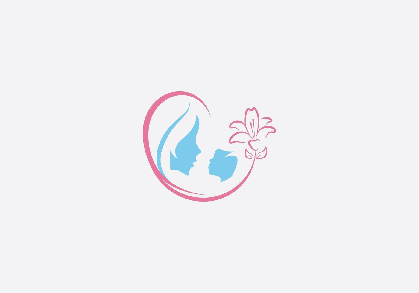logo maman et bébé se soucier avec lis fleur. modifiable Couleur vecteur