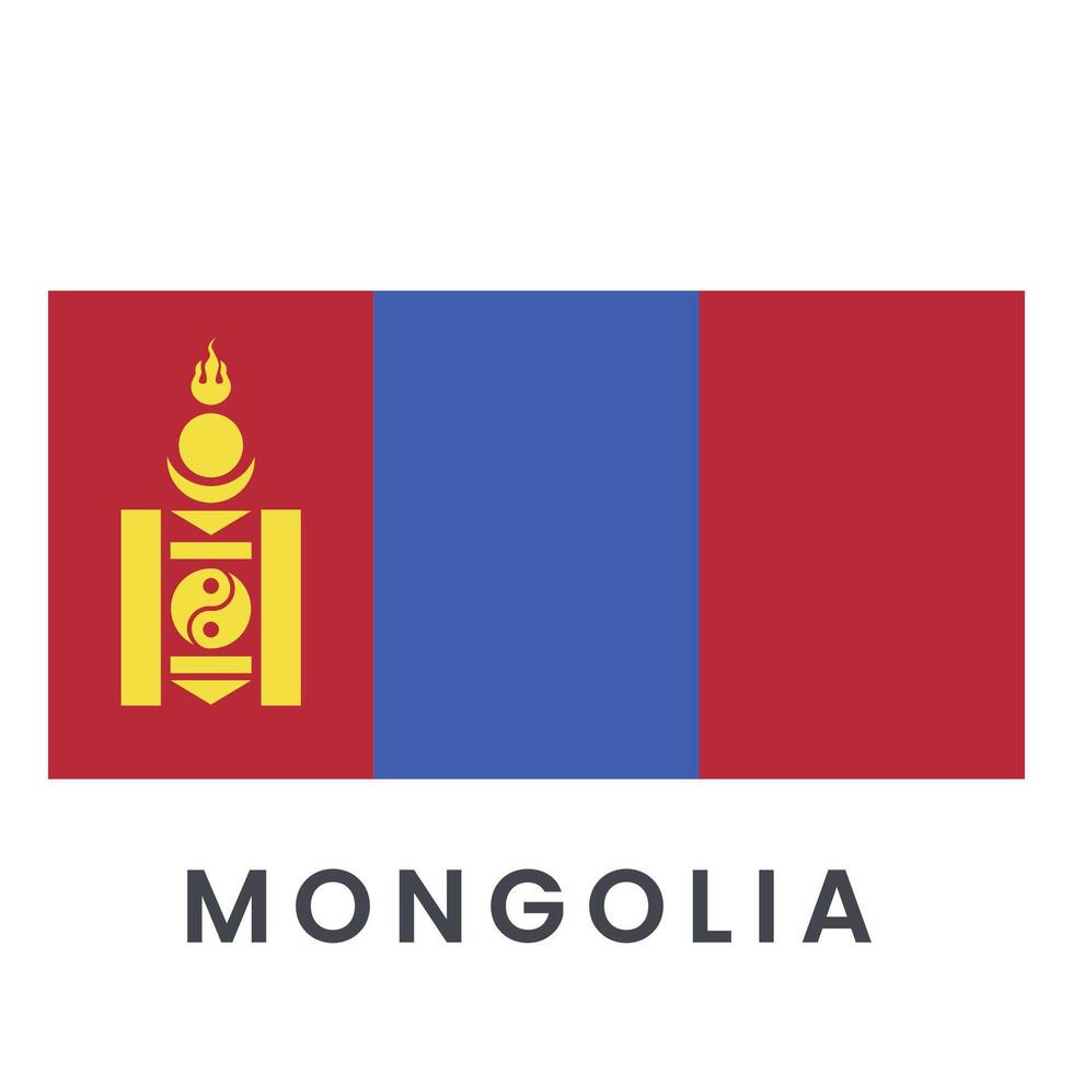 Mongolie drapeau isolé sur blanc Contexte. vecteur