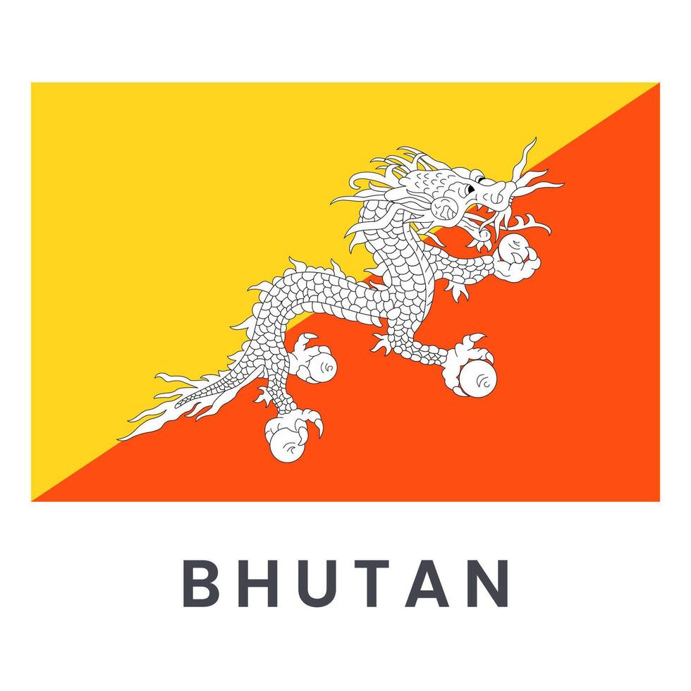 nationale bhoutan drapeau isolé sur blanc Contexte. vecteur