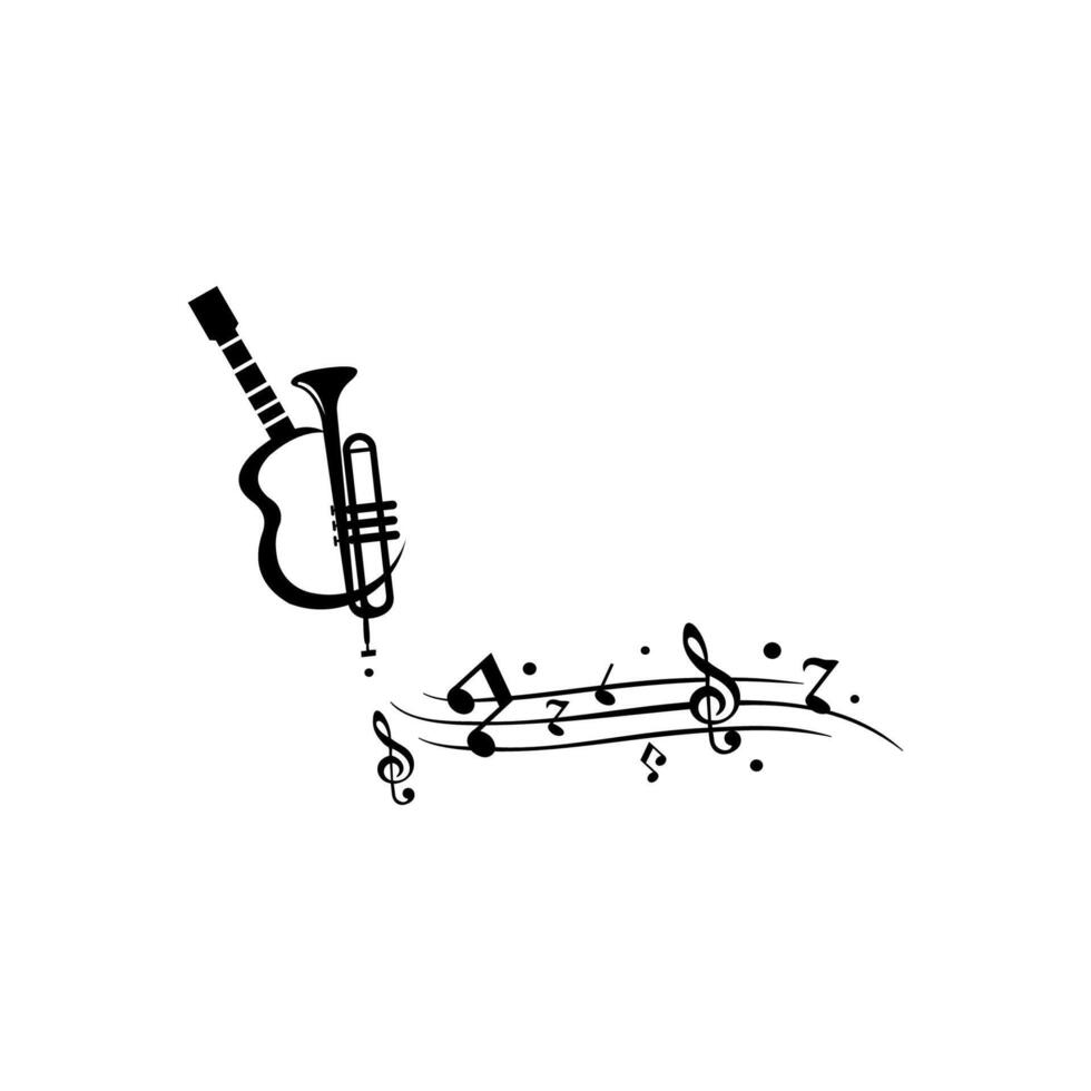 guitare et la musique instrument logo. icône vecteur conception modèle dans blanc Contexte.