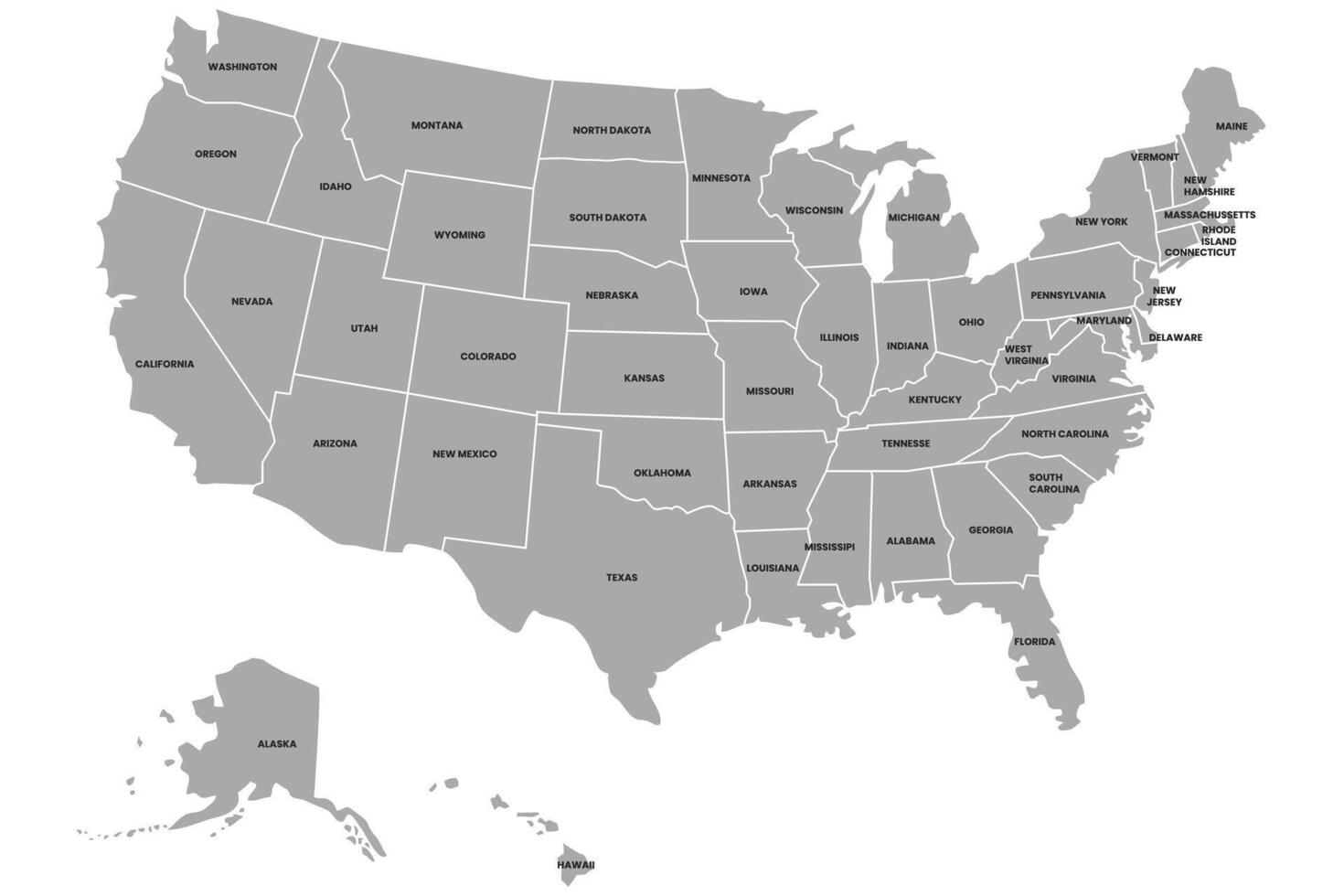 affiche carte de uni États de Amérique avec Etat des noms. vecteur