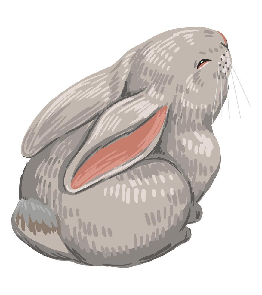 mignonne bébé lapin, jolie lapin. sauvage animal dans dessin animé style. contemporain vecteur illustration. moderne clipart isolé sur blanc Contexte.