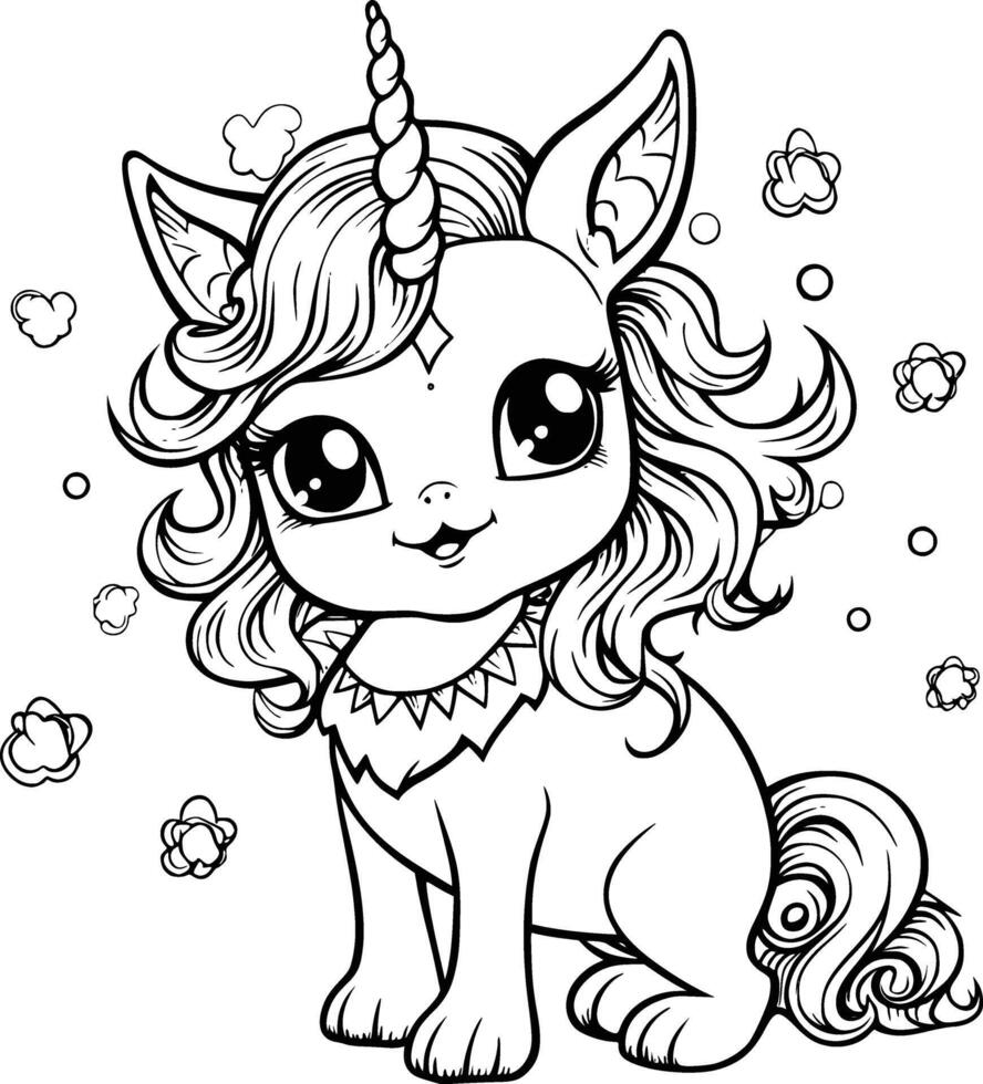 mignonne Licorne coloration pages pour des gamins vecteur