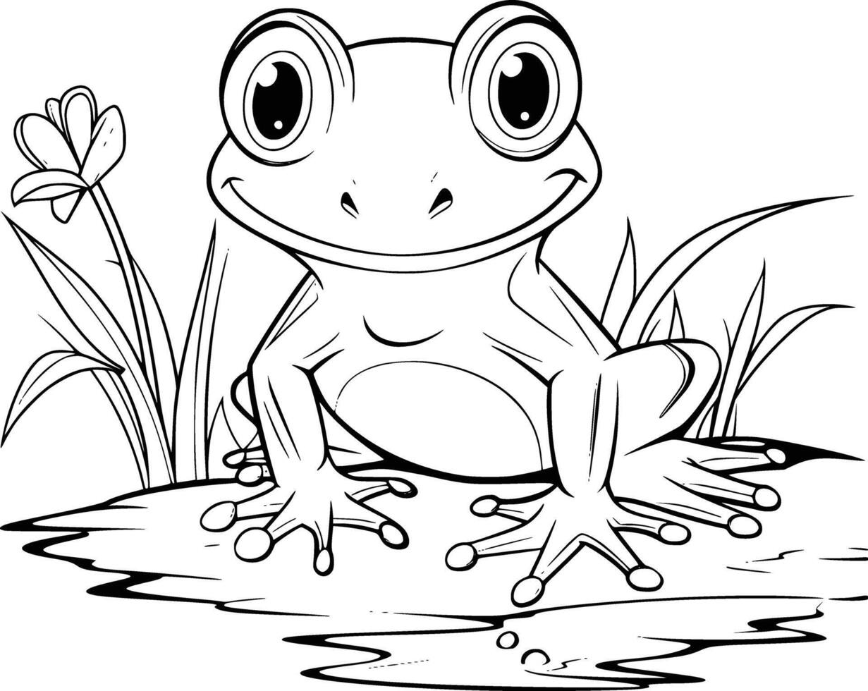 mignonne grenouille coloration pages dessin pour des gamins vecteur