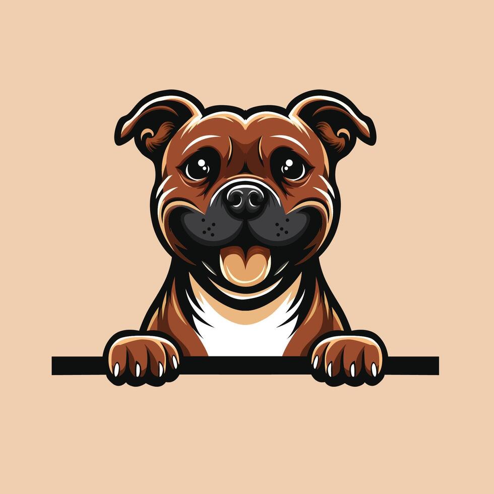 ai généré Staffordshire taureau terrier furtivement visage illustration vecteur