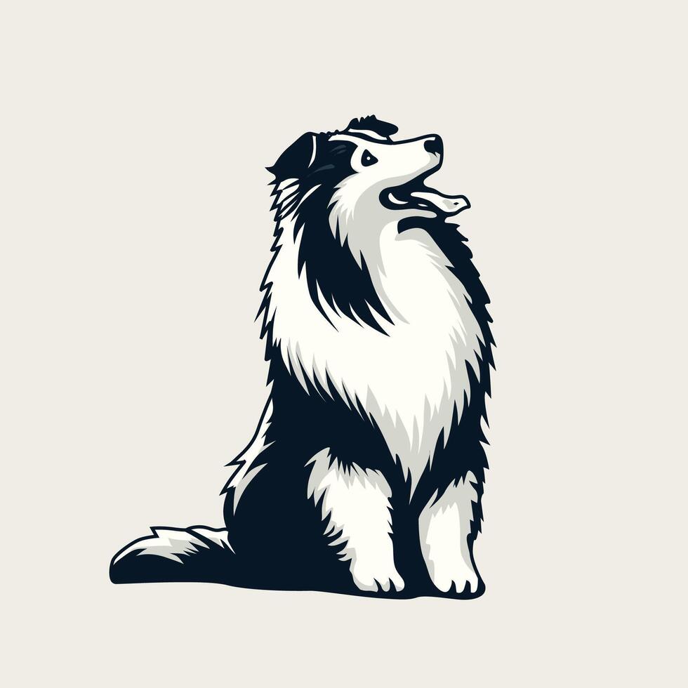 ai généré Sheltie séance à la recherche en haut illustration vecteur