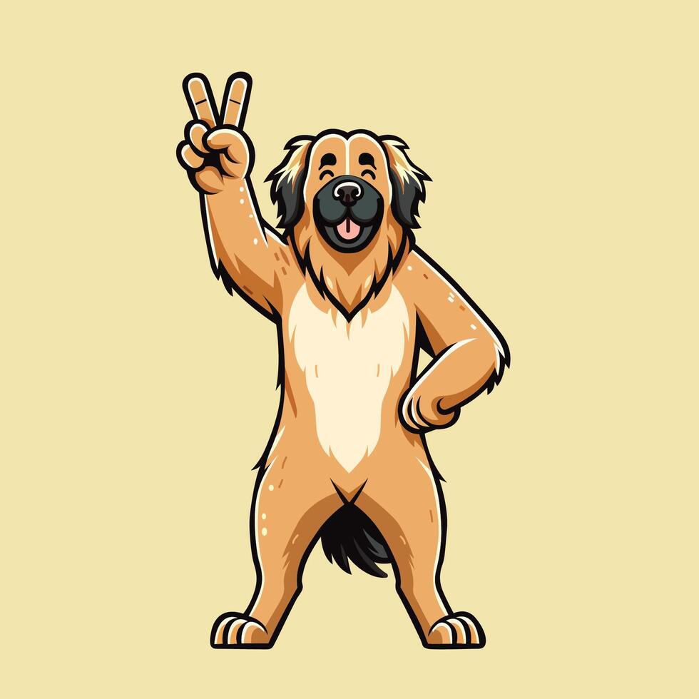 ai généré leonberger chien paix geste illustration vecteur