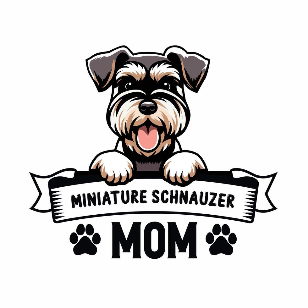 miniature schnauzer chien maman typographie t chemise conception illustration pro vecteur