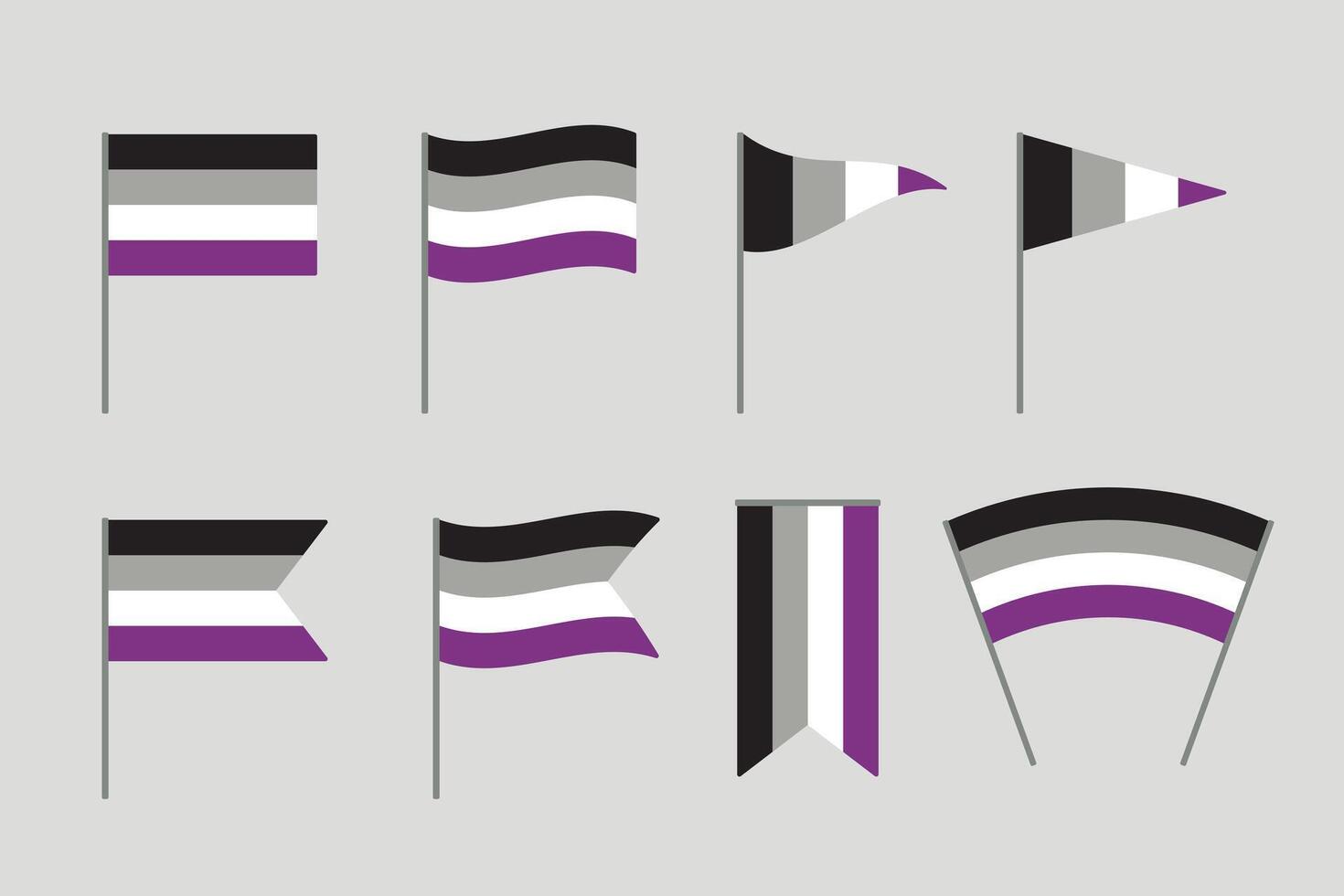 noir, gris, blanc et violet coloré asexué drapeau. lgbtqi concept. plat vecteur illustration.