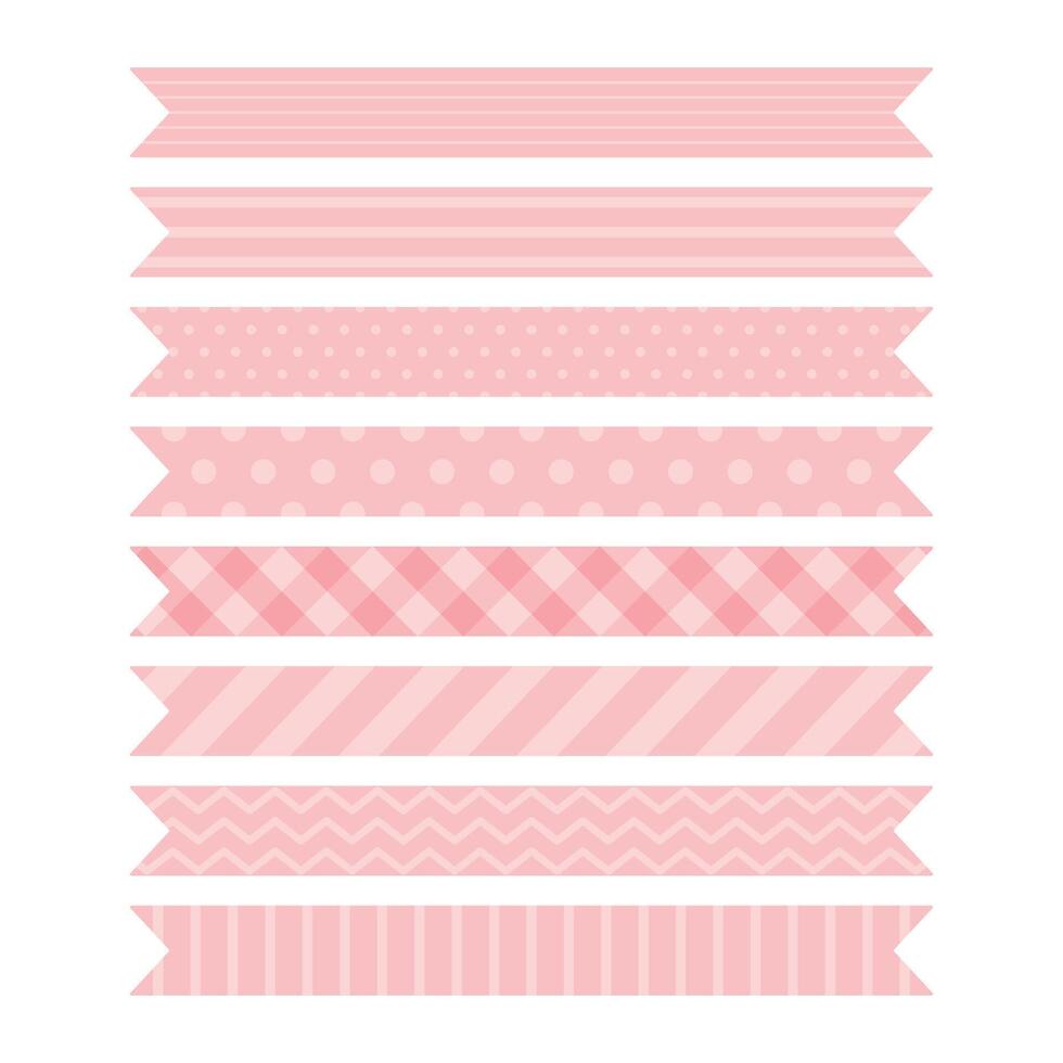 ensemble de mignonne pastel rose à motifs ruban Étiquettes. plat vecteur illustration.