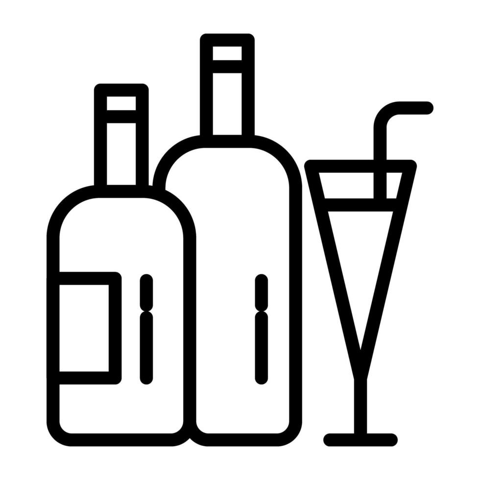 b bouteilles avec verre, concept de boisson bouteilles icône vecteur