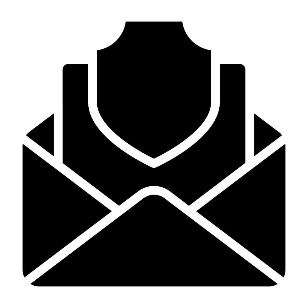 bouclier sur lettre à l'intérieur enveloppe, sécurise courrier icône vecteur