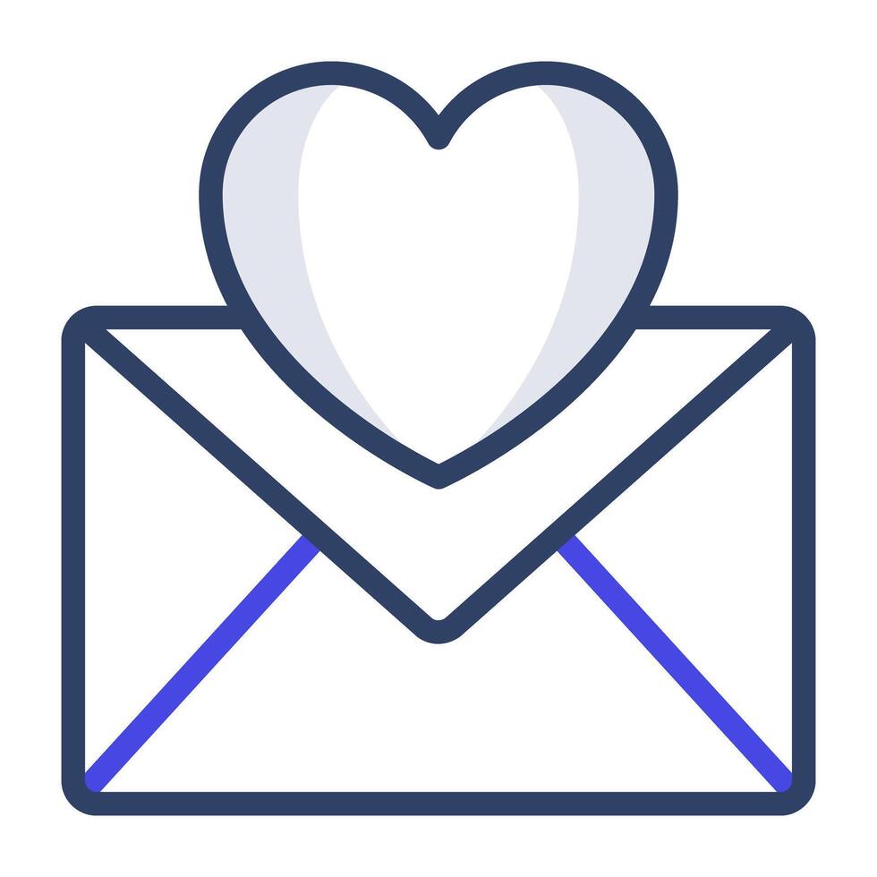 cœur sur enveloppe, Valentin lettre icône vecteur