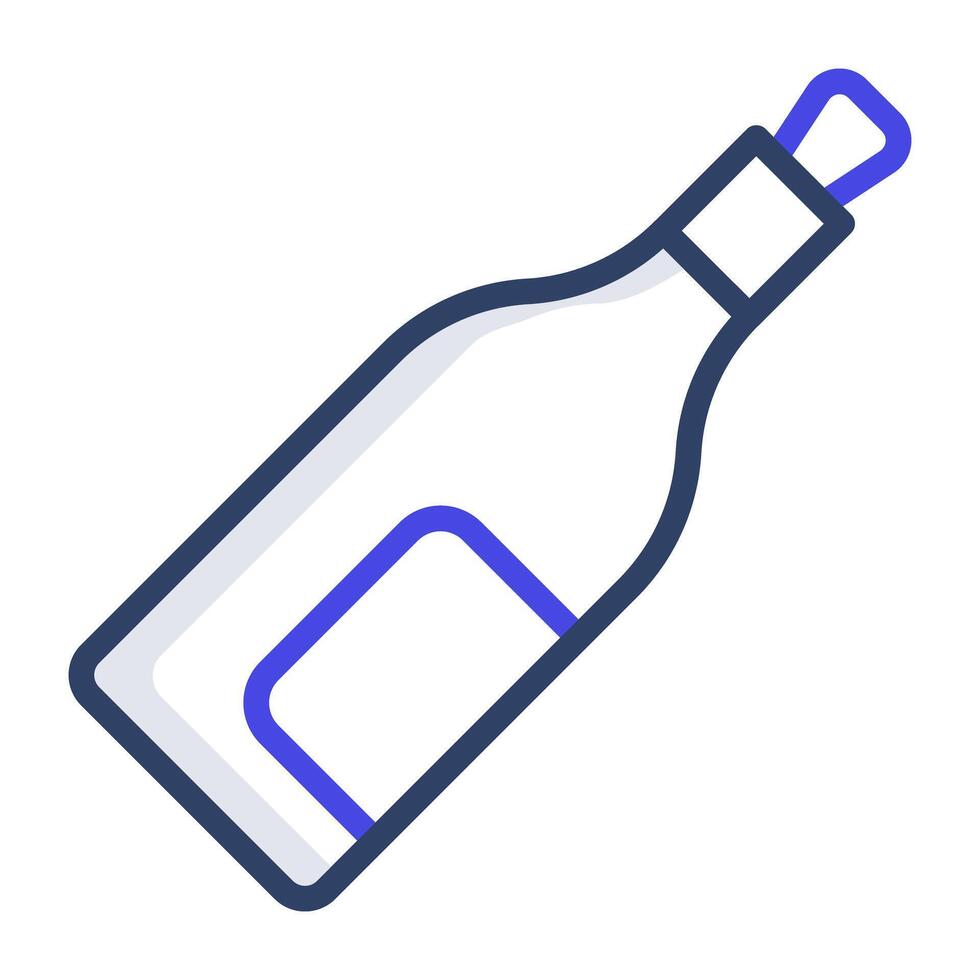bouteille de vin mousseux, icône de liège éclatant dans un style branché vecteur