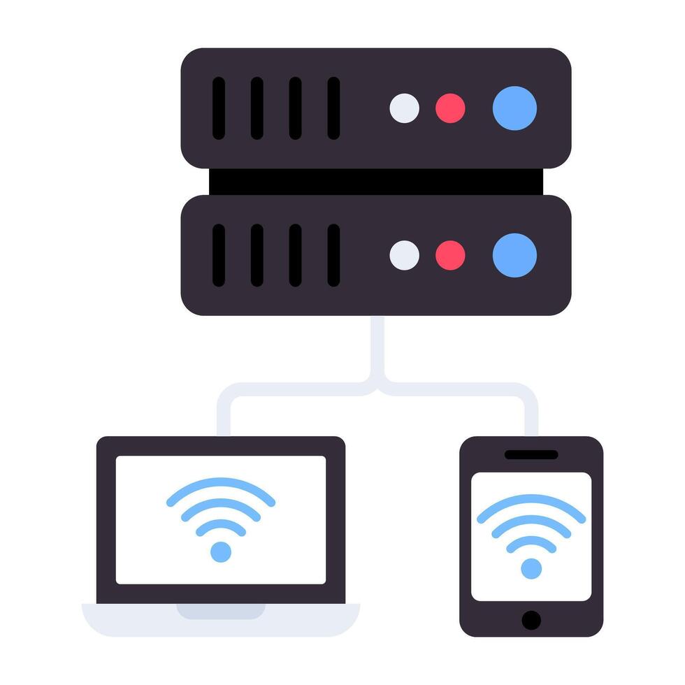 une plat conception, icône de serveur lien vecteur
