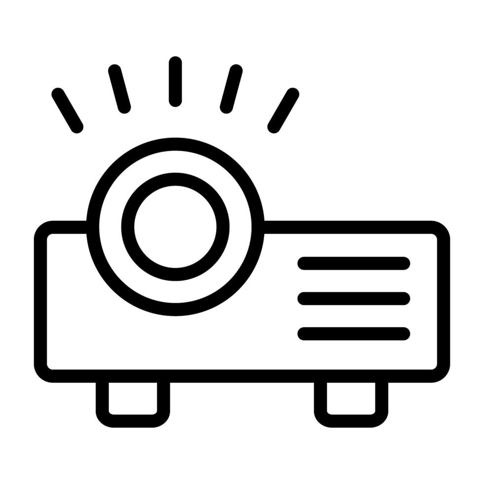 multimédia dispositif icône, contour conception de projecteur vecteur