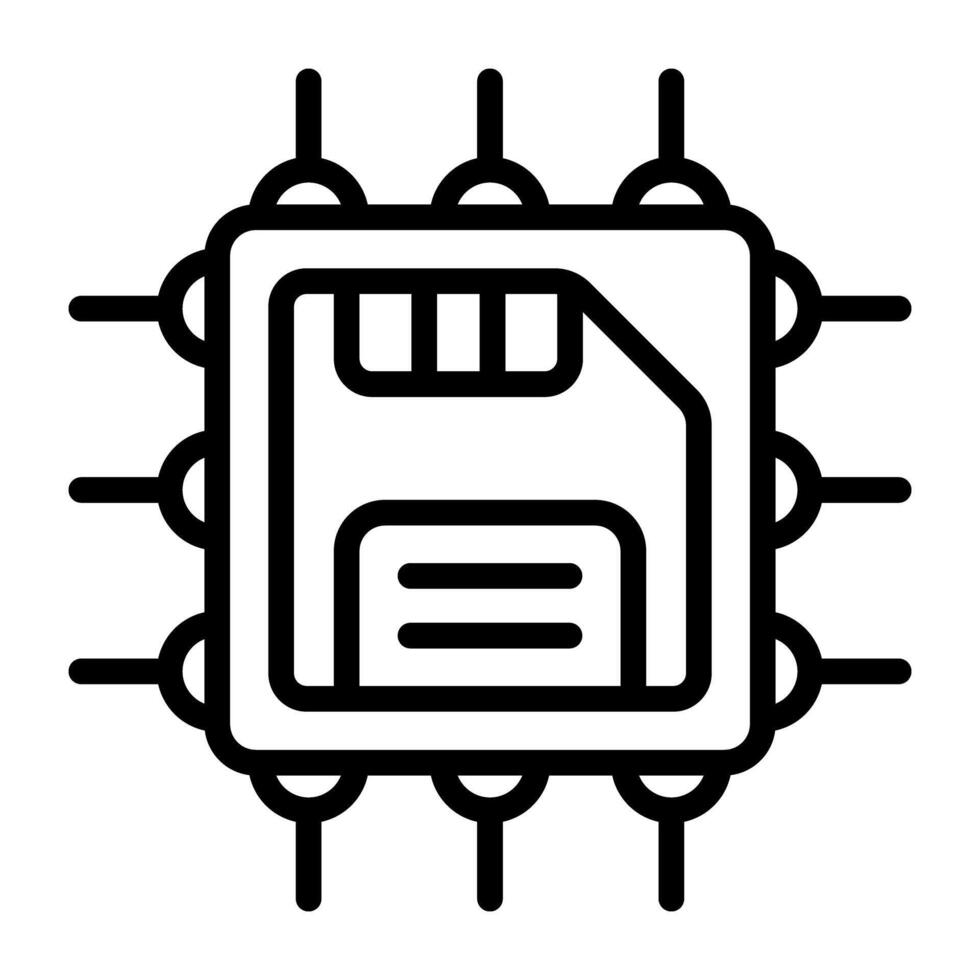 une contour conception, icône de puce électronique vecteur