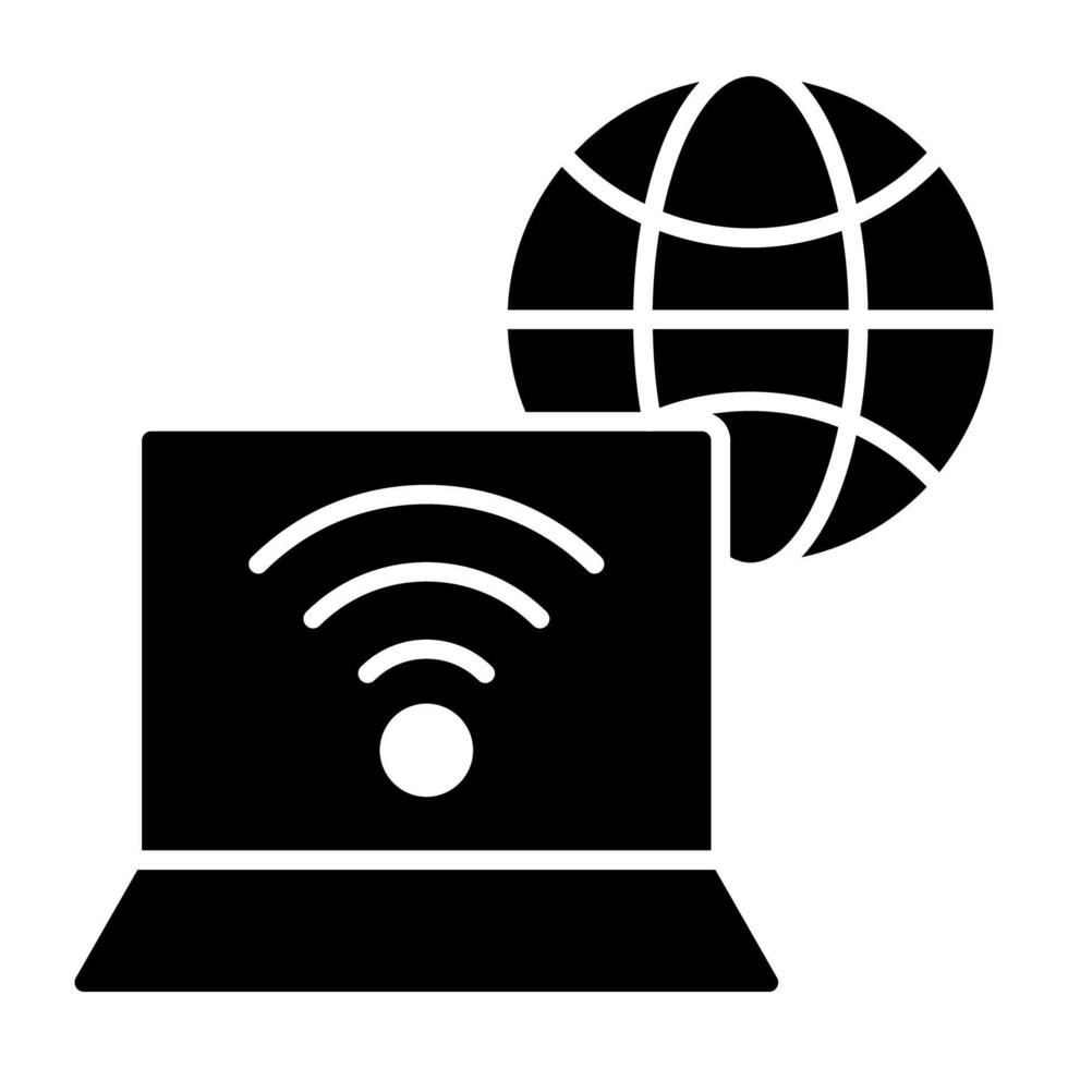 Wifi signaux à l'intérieur ordinateur portable, icône de portable Wifi vecteur
