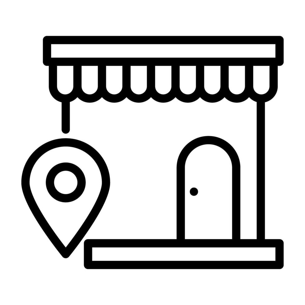 boutique avec carte marqueur, magasin emplacement icône vecteur
