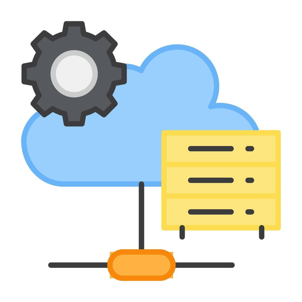 une plat conception, icône de nuage serveur réglage vecteur