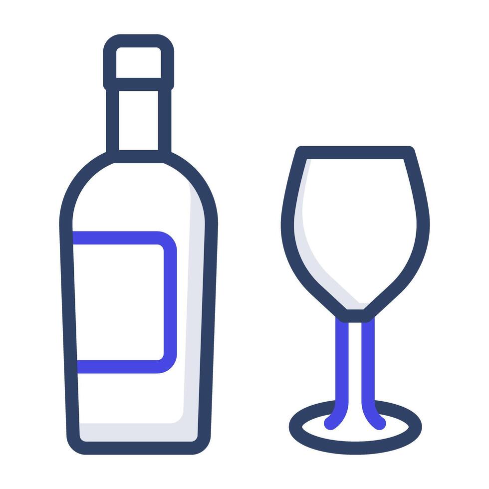 bouteille de vin avec icône en verre vecteur