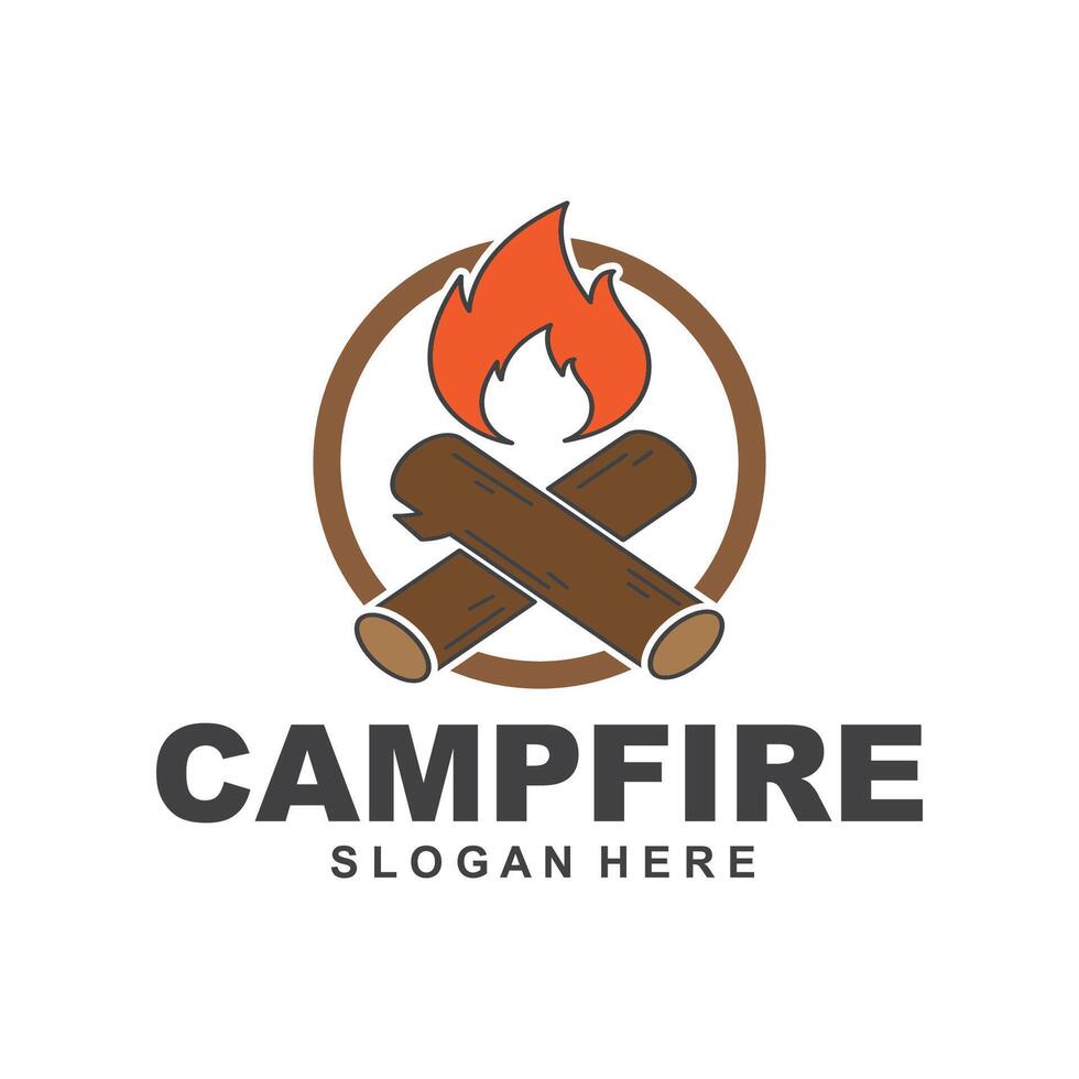 modèle de vecteur de conception de logo de feu de camp