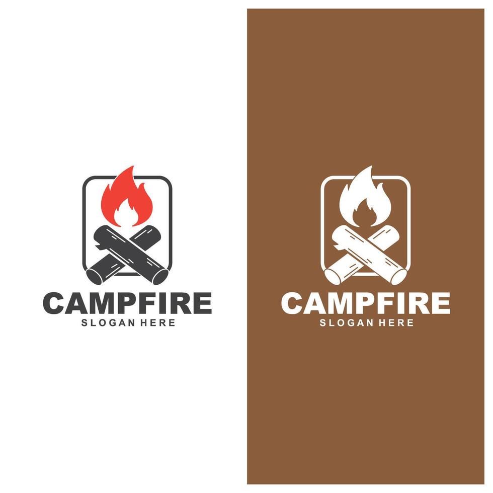 modèle de vecteur de conception de logo de feu de camp