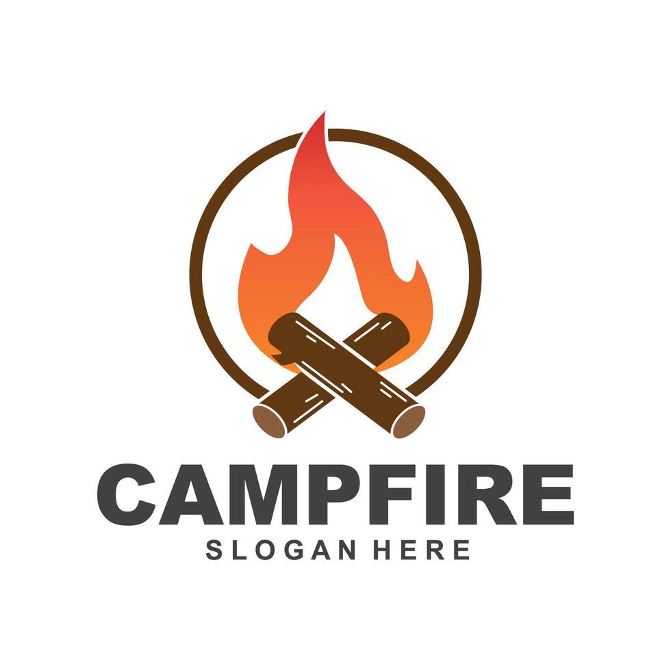 modèle de vecteur de conception de logo de feu de camp