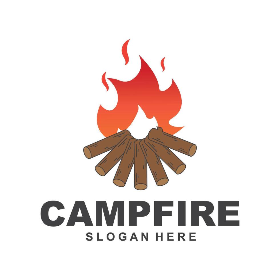 modèle de vecteur de conception de logo de feu de camp