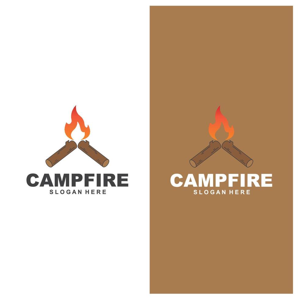 modèle de vecteur de conception de logo de feu de camp