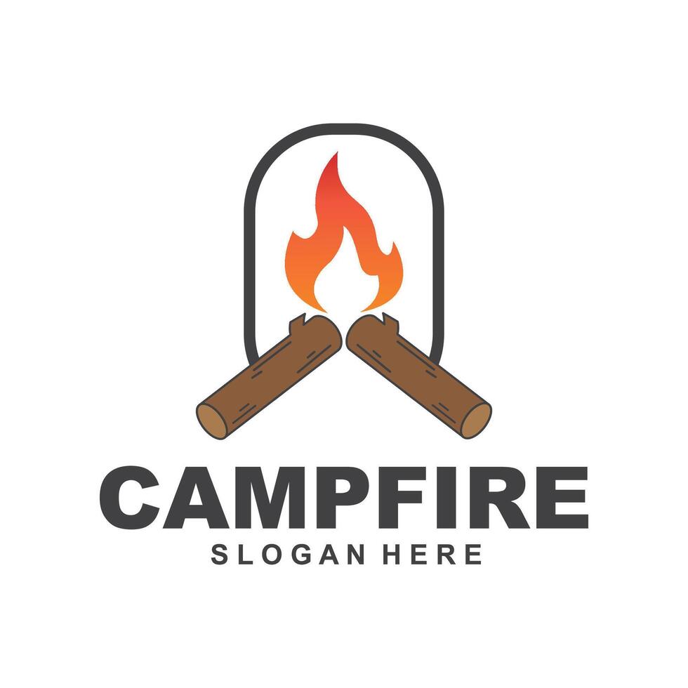 modèle de vecteur de conception de logo de feu de camp