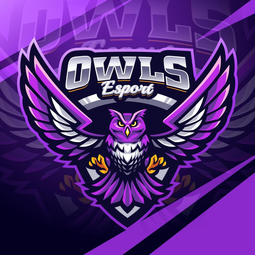 chouettes esport mascotte logo conception vecteur