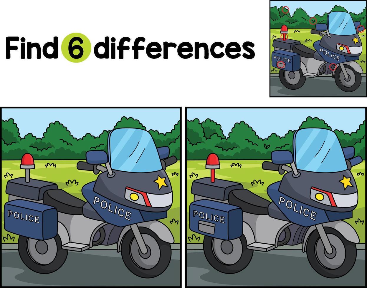 police moto trouver le différences vecteur